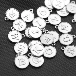 Buchstaben Charms Anhänger Rhodium Metall DIY Schmuck Zubehör Beidseitig - Picture 1 of 189