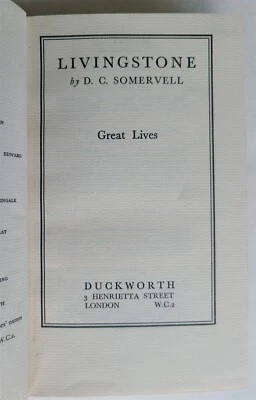 LIVINGSTONE by D.C. SOMERVELL vintage GREAT LIVES SERIES African travels w/ MAPS Foto 1 de 4