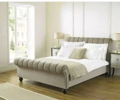 3ft 4ft 5ft 6ft Upholestered  VELVET SLEIGH BED | All Sizes available-5 Star - Image 1 of 4