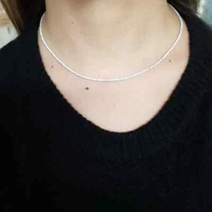 14Kt White Gold 4Ct 15-inch Lab Grown Diamond Tennis Necklace - Picture 1 of 7