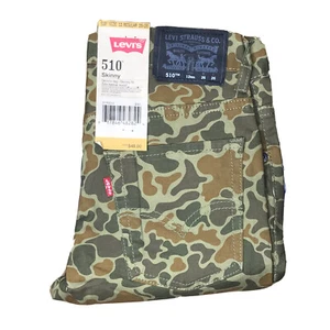 Levis Jeans Kids 12 Regular 26X26 Olive Cloud Camo Denim 510 Skinny Fit NWT - Picture 1 of 10