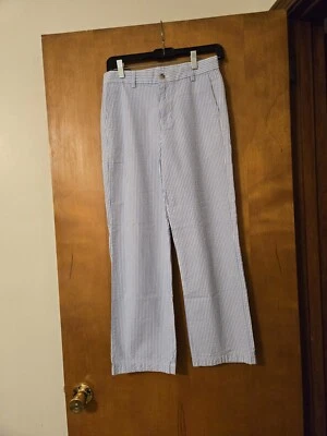 Pantalones Vineyard Vines Azul y Blanco Rayas Seersucker Breaker Talla 16 Foto 1 de 4