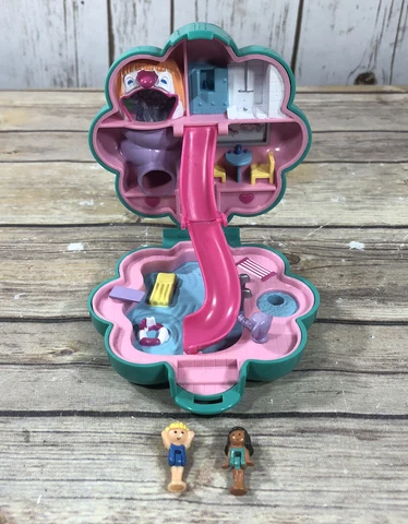 Vintage Polly Pocket Water Fun Park Bluebird 1990 COMPLETE Playset Teal 2 Figs Cover