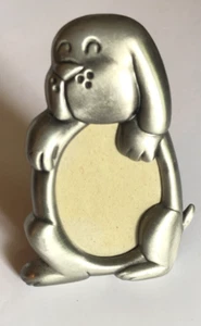 Dog Puppy Miniature Pewter Picture Frame Stand Vintage Taiwan - Picture 1 of 5