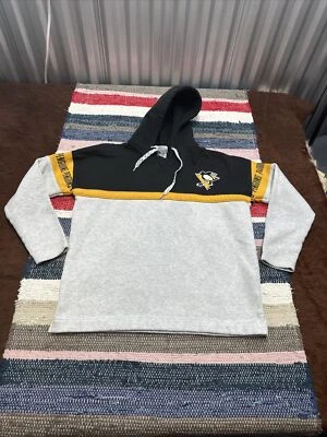 Women Medium (8/10) NHL Pittsburgh Penguins Hockey Hoodie Gray Black Yellow - Image 1 of 4