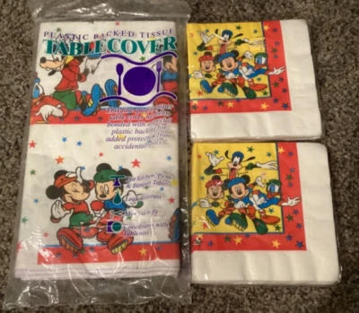 Disney Party Supplies Vintage Tablecloth Napkins Mickey & friends New G - Image 1 of 2