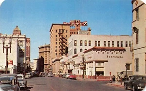 Mills St. Postal Looking West Vintage Cars Street Scene El Paso, TX De Colección Años 50 - Imagen 1 de 2