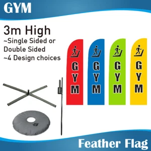 3m Outdoor GYM Flags Banner Feather Flag with Base - Picture 1 of 8