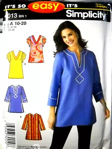 Tunic Tops w/ Sleeve Variations Misses size 10-20 Simplicity 4013 Sewing Pattern - Picture 1 of 3