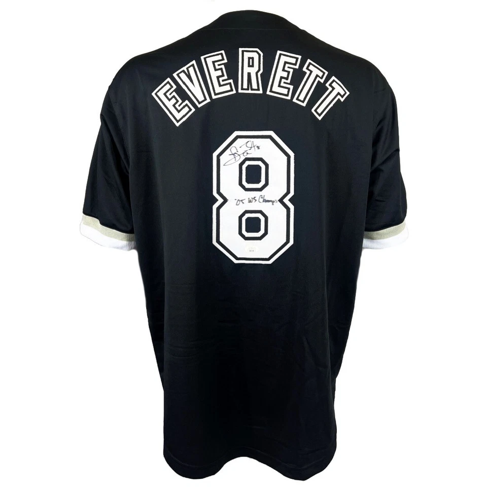 Camiseta con inscripción firmada autografiada por Carl Everett MLB Chicago White Sox certificado de autenticidad JSA Foto 1 de 3