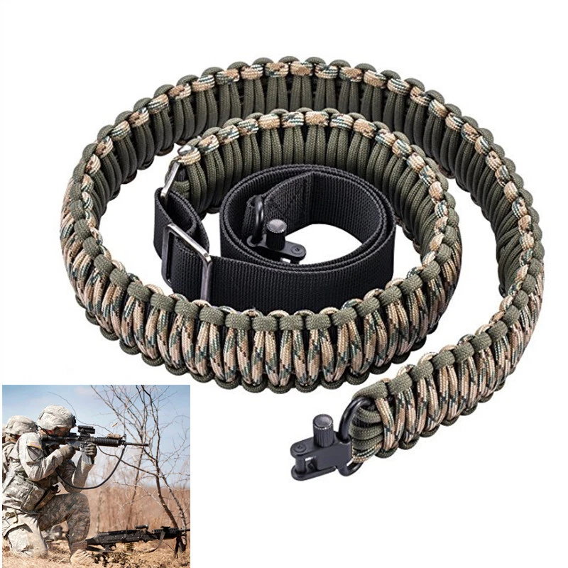 Double-point Gun Strap Multifunctional Nylon Tactical Sling Buckle Braided Belt - Image 1 of 4