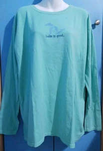  T-shirt Michigan Lake Is Good Comfort Colors donna XL manica lunga verde cotone - Foto 1 di 14