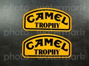 2x CAMEL Trophy Black/ Yel Stickers Decals Superbike, Toolbox, Rally, Motocross - Imagen 1 de 2