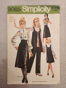 SIMPLICITY Sewing Pattern 9065 Misses Vintage 1970s Dress Size 12 CUT Complete - Picture 1 of 3