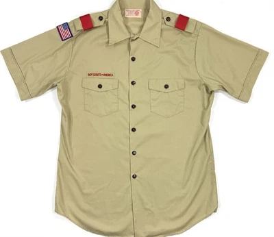 Camisa uniforme oficial masculina vintage Boy Scouts Of America adulto tamanho grande feita nos EUA - Imagem 1 de 4