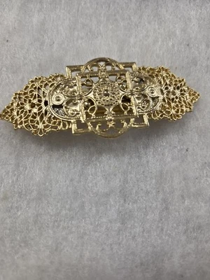 Vtg nos gold tone filigree Hair Barrette - Image 1 of 3