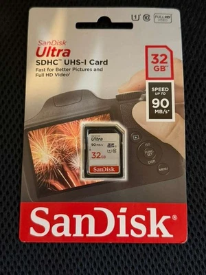 NEW SanDisk 32GB Ultra SDHC UHS-I Memory Card Class 10 90MB/s Full HD Video - Image 1 of 2