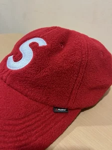 Supreme Polartec S Logo 6 Panel Fleece Red Hat Cap Made in USA - Picture 1 of 9