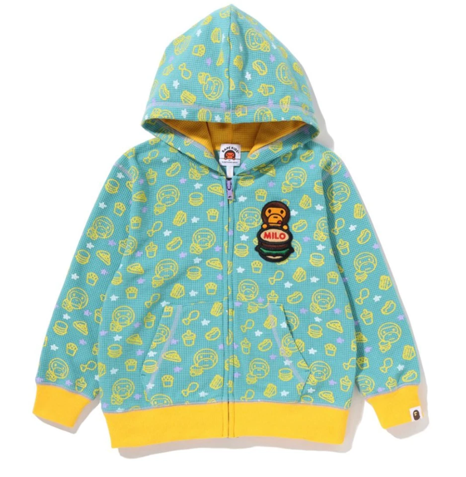 Sudadera con Capucha Bape Kids Baby Milo Comida Chatarra Verde Cremallera Completa Talla 90 Foto 1 de 1