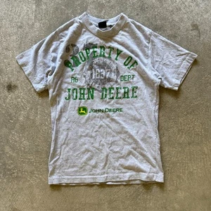 Vintage John Deere Tee XS Grau Slim Fit Grafik Baby Tee Y2K Farm Tractor Top - Bild 1 von 5