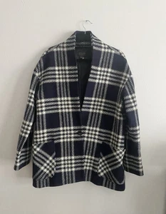 Pendleton Mujer Chaqueta Azul Cuadros Virgen Corderos Lana Botón Único Talla L - Imagen 1 de 3