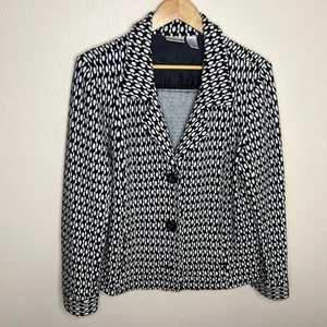 Chico's Hanya Black White Cotton Blend Blazer 3 - Picture 1 of 9