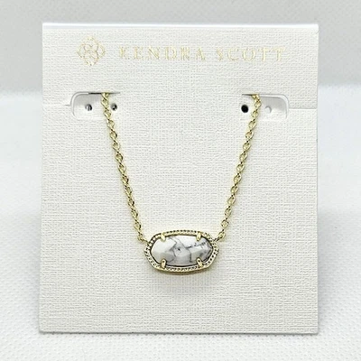 Collar colgante de oro satélite Kendra Scott Elisa en Howlita blanca Foto 1 de 3