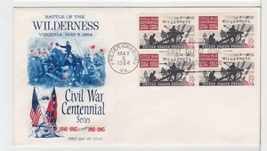TurtlesTradingPost- Civil War- Wilderness #1181- 1964 FDC Fleetwood Block of 4 - Picture 1 of 1
