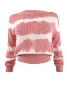 Crave Fame Juniors' Tie-Dyed Crew-Neck Sweater (M, Blush Combo) - Picture 1 of 5