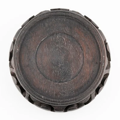 Antique Chinese Carved Wood Stand Circle Legged Scroll Qing Era 20th Century - Image 1 of 4