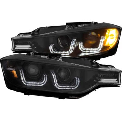 ANZO 2012-2015 BMW 3 Series Projector Headlights w/ U-Bar Black Foto 1 de 4
