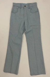Pantalones Pantalones Vintage Años 70 Azul Cintura Alta Pantalones Pierna Ancha Disco Mod Western 28" Cintura - Imagen 1 de 11