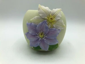 Bonded Marble Votive Candle Holder by Ibis & Orchid Design, Clematis Flower. - Picture 1 of 8