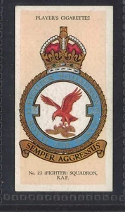Insignias de la RAF - No. 23 Fighter Squadron - 80 + Años Tarjeta del Reino Unido # 16 - Imagen 1 de 2