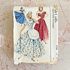 McCalls 1759, 50s Dress/Costume, Sz 14/32, Vintage Sewing Pattern, Cut, COMPLETE - Picture 1 of 2