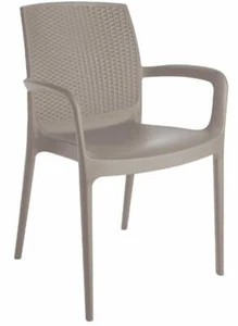 Italian Stackable Indoor Outdoor Patio Dining Armchair Rattan Back - 4 Chairs - Picture 1 of 13