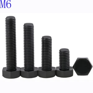 M6 x 1.0 6mm DIN 933 Black Plastic Nylon Hexagon Head Cap Set Screws / BOLT - Picture 1 of 4