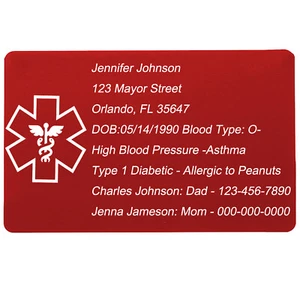 Custom Medical ID Card for Wallet Laser Engraving Emergency Contact Alert Card - Picture 1 of 5