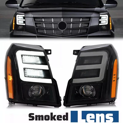 For Cadillac Escalade 2007-14 LED DRL Projector Headlights HID/Xenon Black/Clear - Image 1 of 4