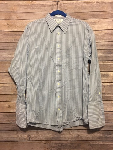 Camicia elegante Burberrys of London blu a righe polsini francesi 15 1 2 32 usata in ottime condizioni