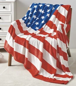 Throw Blanket American Flag Oversized July 4 Independence Day 50"x70" - Picture 1 of 4