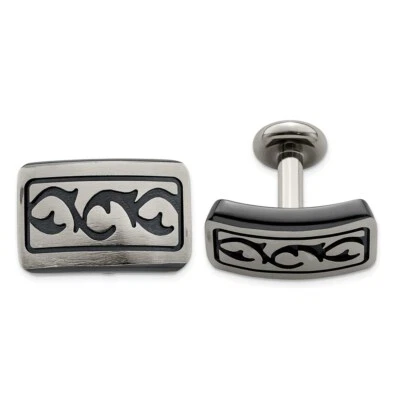 Edward Mirell Black Ti &Titanium Brushed Cufflinks - Image 1 of 3