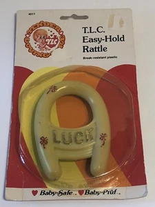 Vintage Baby Rattle Toy Plastic Easy Hold TLC Luck NIP NEW NOS Movie Prop #4011 - Picture 1 of 6
