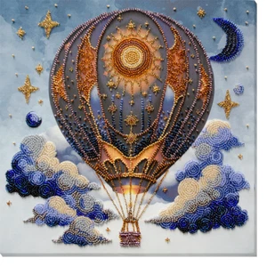Abris Art Bead Embroidery Kit Air Adventures, Needlepoint Kit,DIY Beaded Balloon - Picture 1 of 7