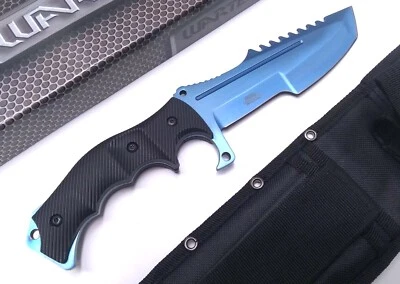 CS:GO Huntsman Tracker faca de lâmina fixa Counter Strike 2 Bowie Full Tang azul - Imagem 1 de 4