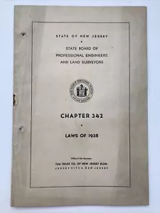 New Jersey Board Professional Engineers & Land Surveyors Chapter 342 Laws 1938 - Picture 1 of 7