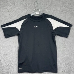 Nike Shirt Boys Large 14 16 Black White Performance Center Swoosh Logo Kid Youth - Picture 1 of 13
