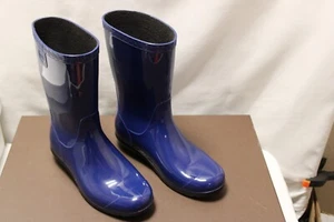 UGG SHAYE BLUE JAY RUBBER RAIN TALL BOOTS FUR INSOLE SIZE US 6 WOMENS - Picture 1 of 10