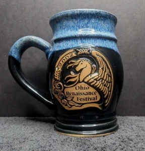 Taza Pegasus Horse Beer Ale 2002 Ohio Renaissance Festival azul esmaltado 5,5" de alto - Imagen 1 de 7