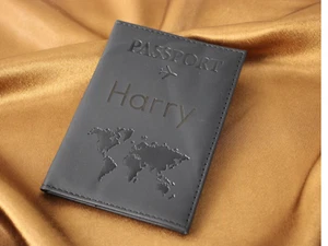 Personalised Black Leatherette Engraved Passport Cover Holder Wallet - Picture 1 of 5